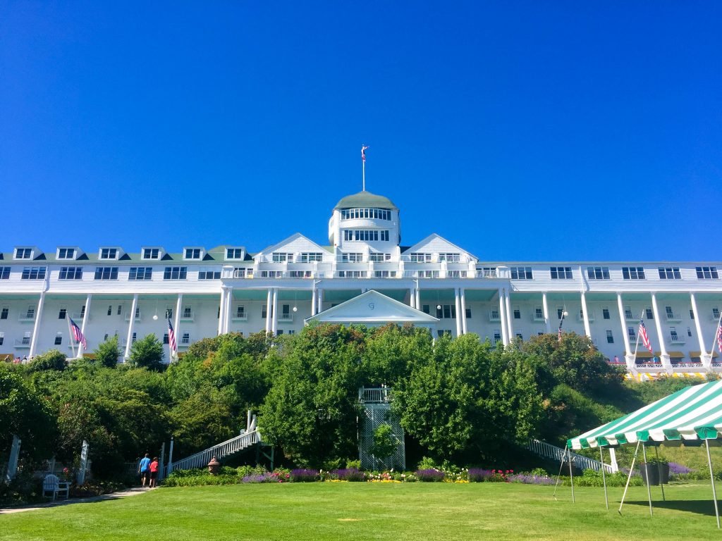 The facade of the Grand Hotel on Mackinac Island, Michigan