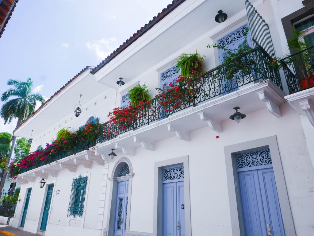 Pastel doors and balconies in casco viejo panama city