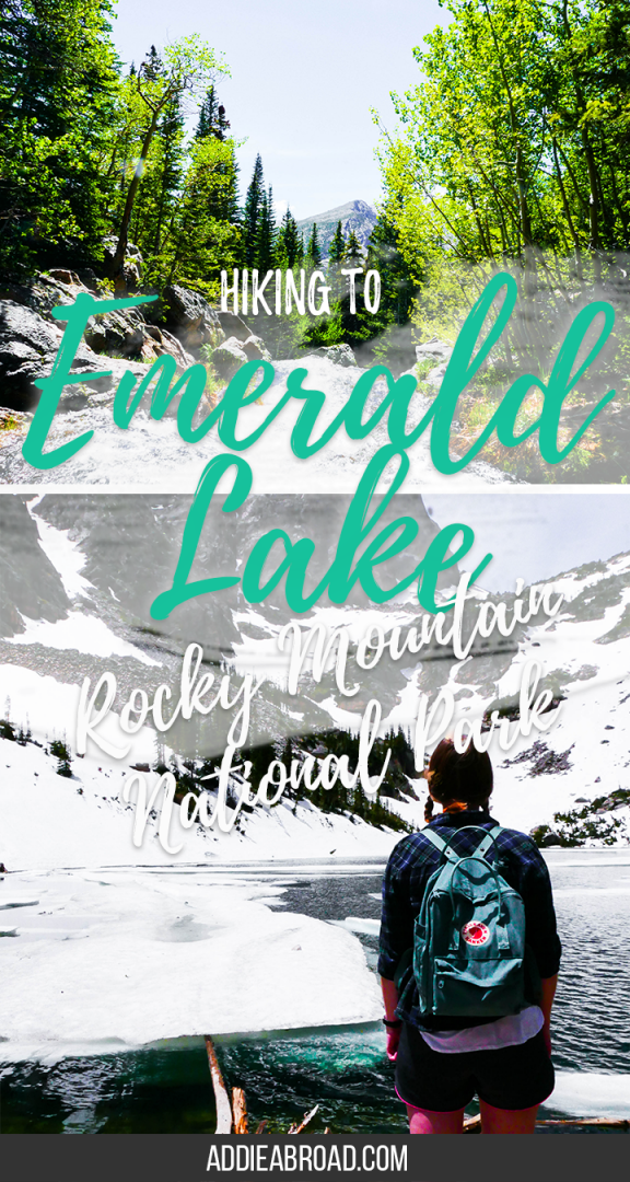 The Emerald Lake Trail is one of the most popular hikes in Rocky Mountain National Park. See beautiful alpine lakes (Nymph Lake, Dream Lake, and Emerald Lake), mountain vistas, roaring waterfalls, and of course, snow. It's a must do during your time in Rocky Mountain National Park or Estes Park, Colorado | Where to Go in Colorado | What to do in Rocky Mountain National Park | Hiking in Rocky Mountain National Park | Rocky Mountain National Park Hikes | What to do in Estes Park | Where to go in Colorado | What to do in Colorado