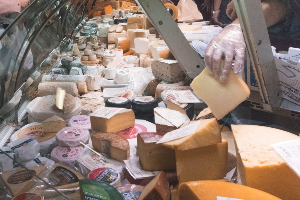 Cheese display at the English Market Cork