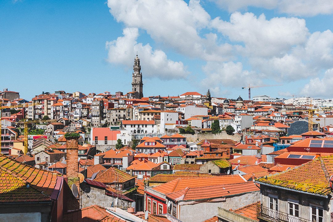 A view of the tops of buildings in Porto, Portugal - the perfect beginning to 2 weeks in Portugal