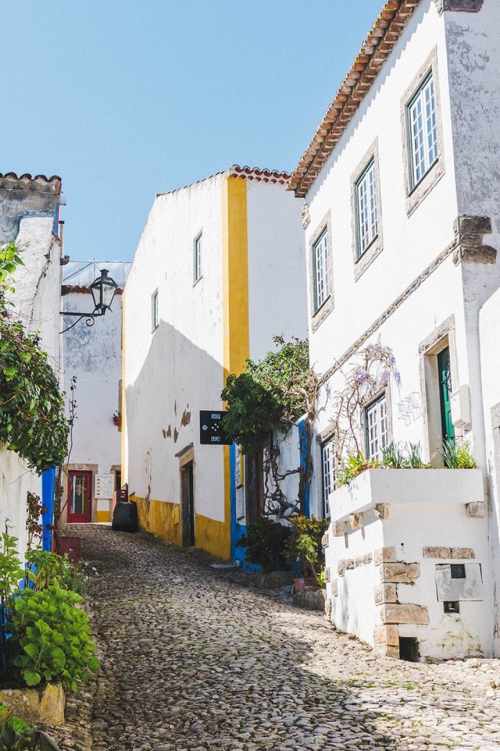 Alleyway on the way up to the walls of Obidos, Portugal