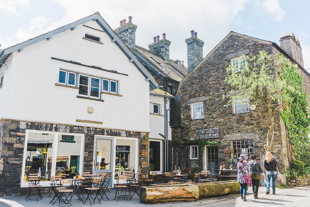 A set of stores in Hawkshead, a tiny town in the Lake District, UK