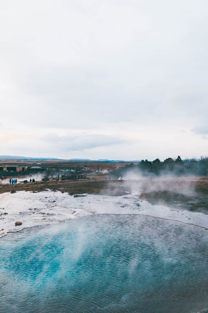 Stunningly blue hot spring at Geysir Geothermal Area on the Golden Circle