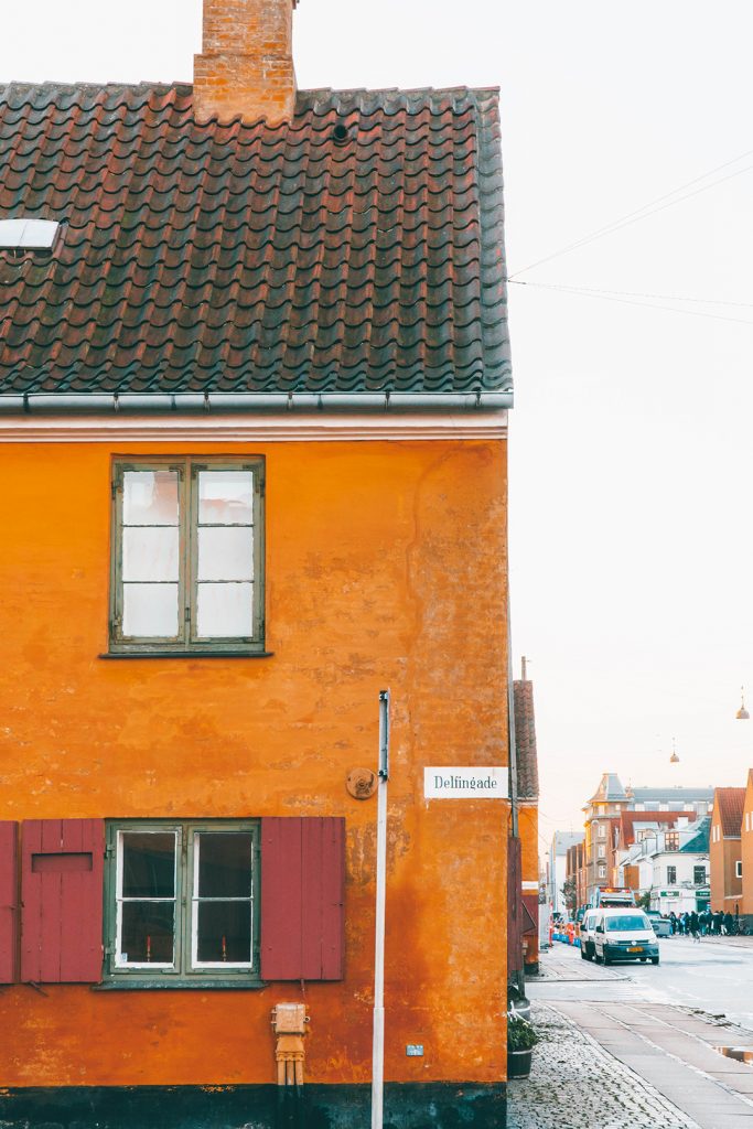 An orange house in Nyoder Copenhagen