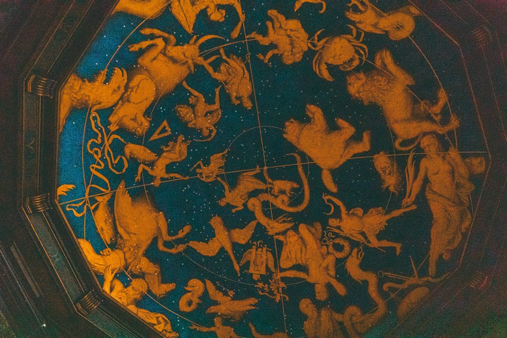 A ceiling depicting the night sky constellations in Frederiksborg Castle