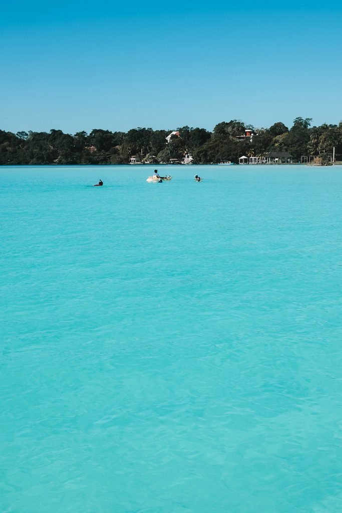 stunningly blue water in Bacalar Mexico