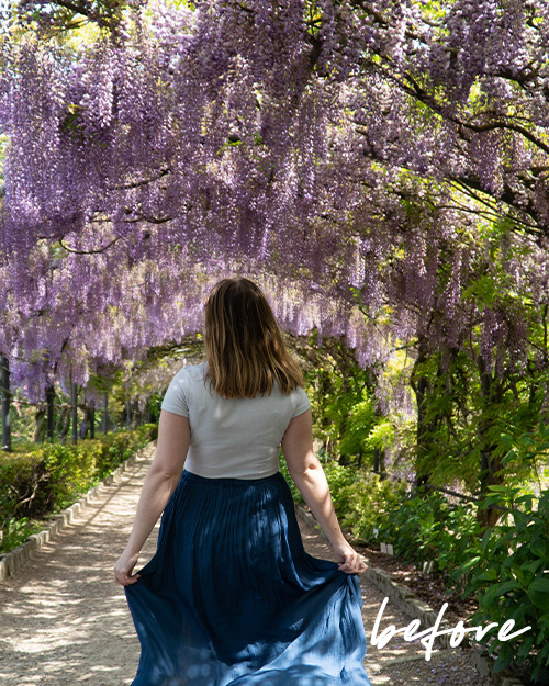 Running through wisteria in Florence, italy before editing