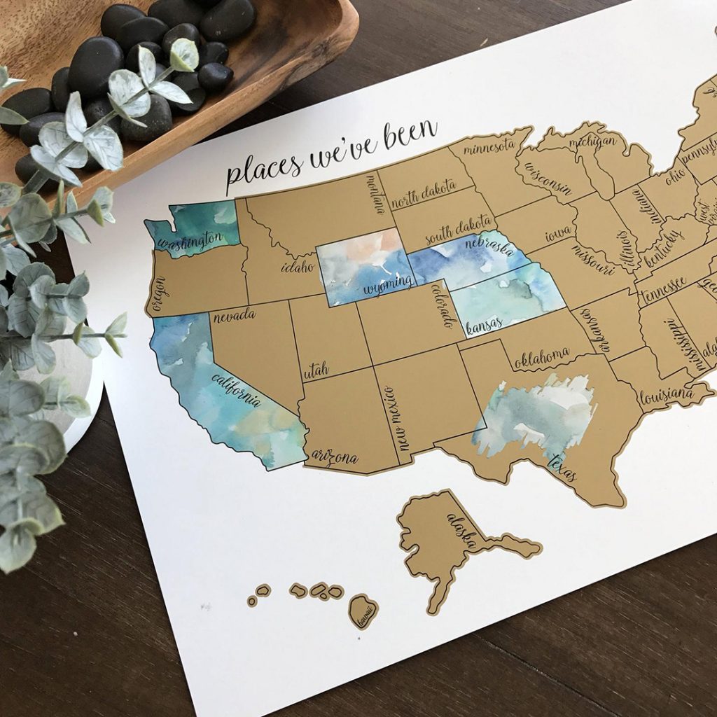 watercolor us scratch off map
