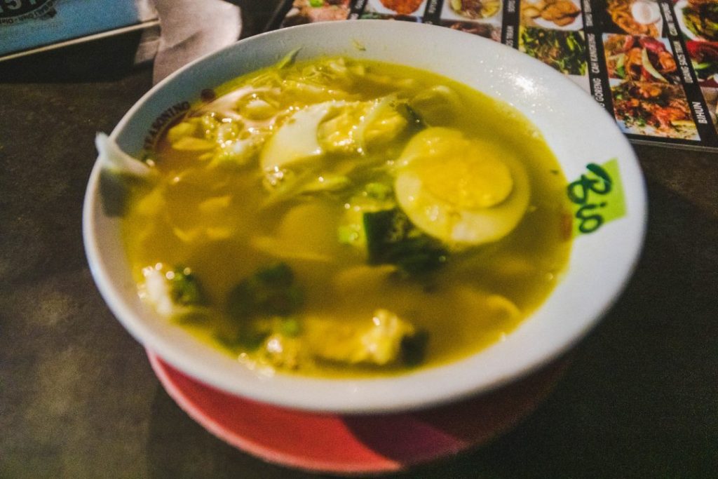 Soto Ayam (chicken soup) at a hidden Warung on Eat Street on a bali food tour