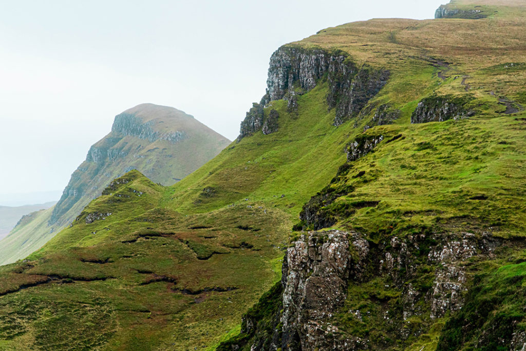 Green hills of the Quiraing, on an Isle of Skye tour from edinburgh