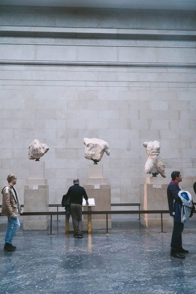 partial statues from the parthenon at the british museum