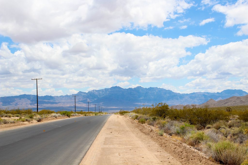 Road leading towards a mountain at Mojave Desert National Preserve