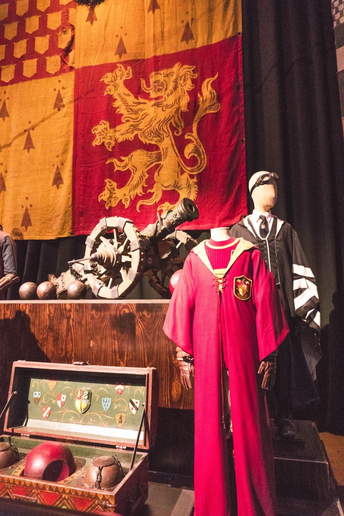 Quidditch robes and flag at the Warner Bros Harry Potter Studio Tour London