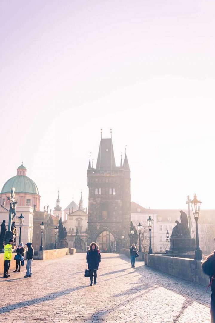 Charles Bridge early in the morning with barely any people on it