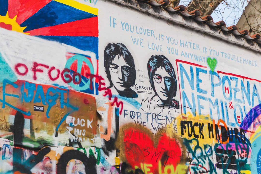 Graffiti of John Lennon at the Lennon Wall in Prague