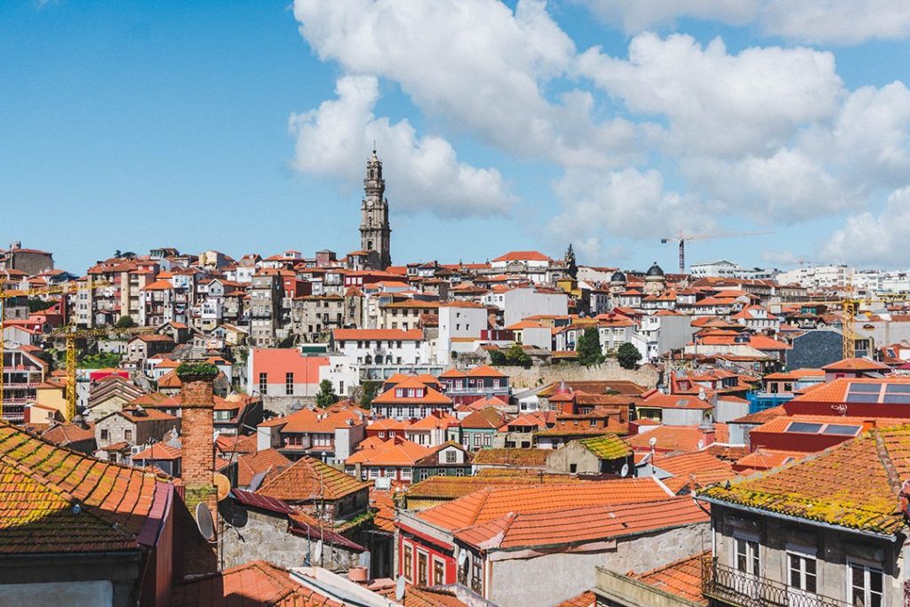 A view of the tops of buildings in Porto