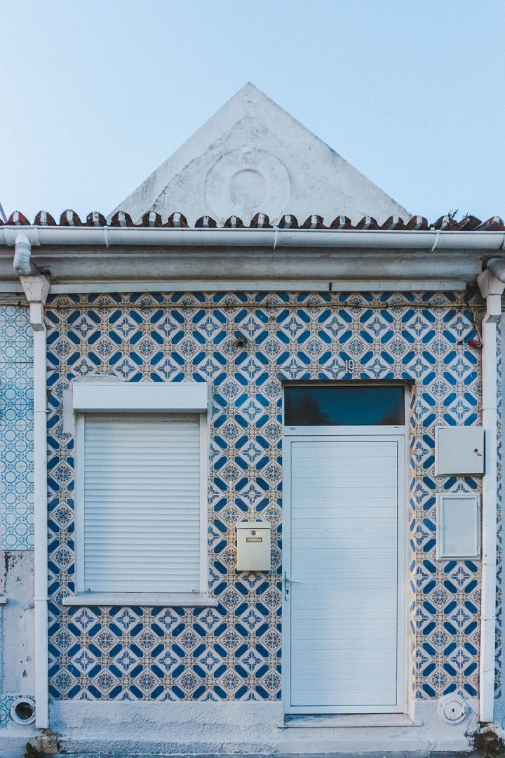 Dark blue tiled house in Aveiro, Portugal