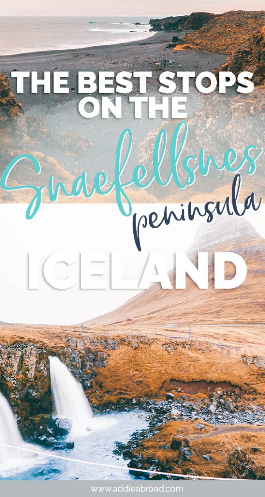 Looking for places to visit in Iceland? The Snaefellsnes Peninsula, also known as Iceland in Miniature, has it all. From the famous Kirkjufell Mountain to black sand beaches, glaciers, and craters. Some of the coolest things to do in Iceland. Here are some of the best stops on the Snaefellsnes Peninsula for your Iceland road trip. #iceland #europe #travel
