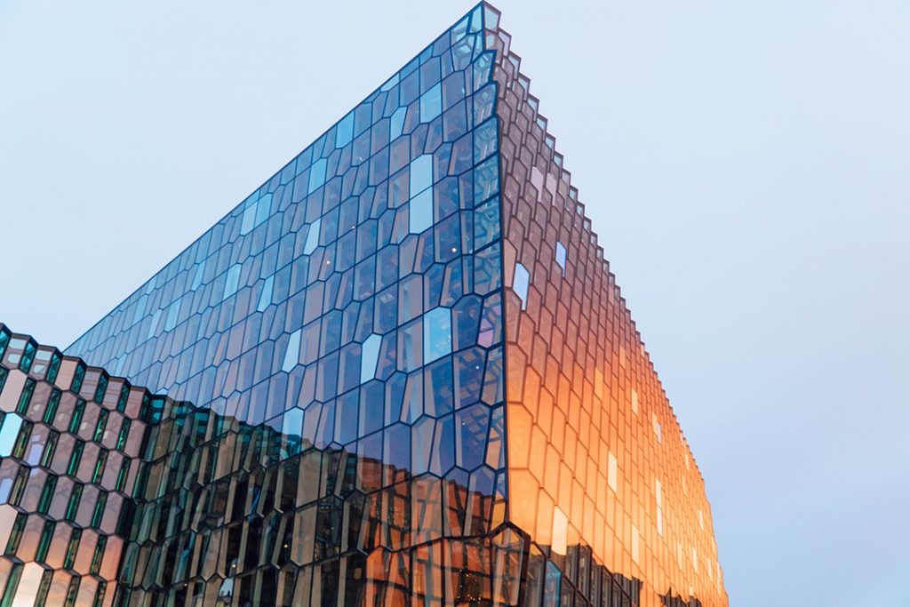 Harpa Concert Hall in Reykjavik in December