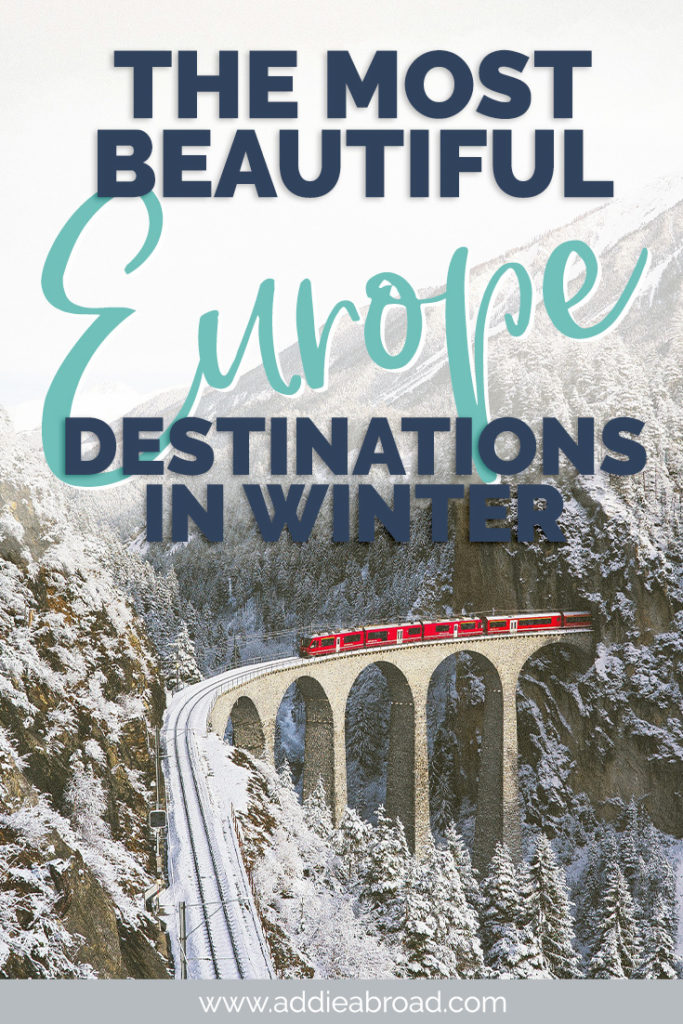 Are you ready for Christmas markets and stunning snowy mountaintops? These 35 winter destinations in Europe are absolute must-sees! See the northern lights in Iceland or catch the winter sun in Sicily. Click through to find out what winter destinations you need to add to your Europe itinerary! #europe #winter #christmas #travel