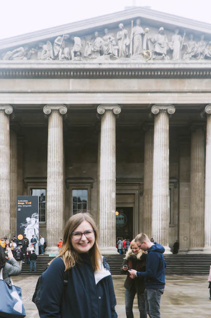 addie standing in front of the british museum