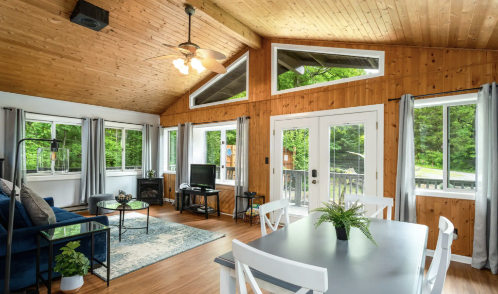 a bright and airy living and dining room